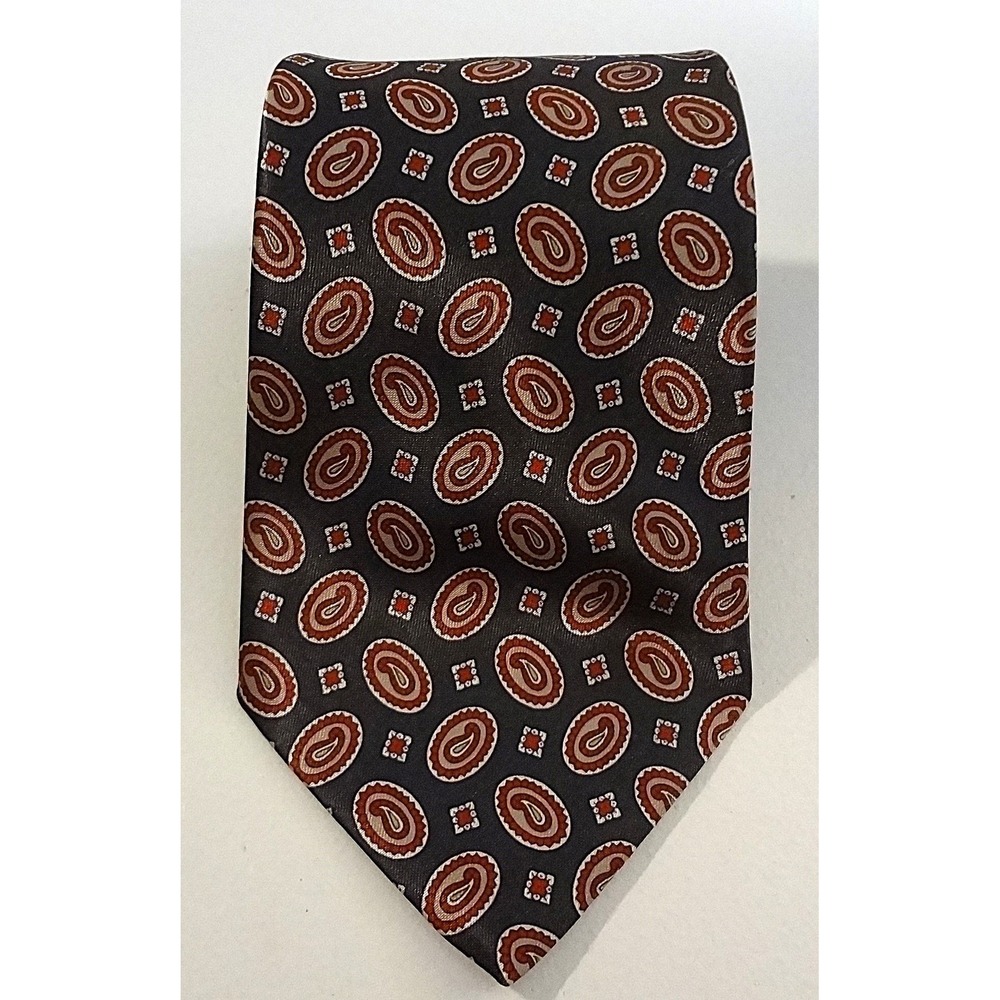 Etienne Aigner Necktie Gray Paisley Pattern Silk Business‎ Casual Men's Tie